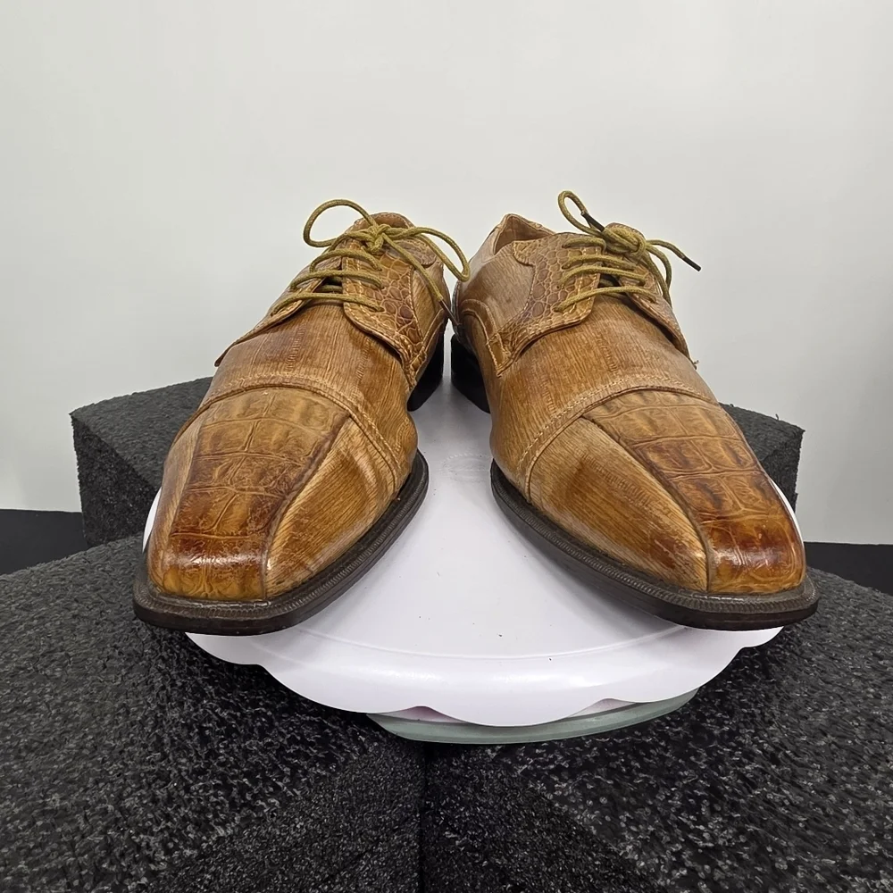 Lucio Ricci Tan Faux Crocodile Cap Toe Oxfords Men's 13 D Shoes